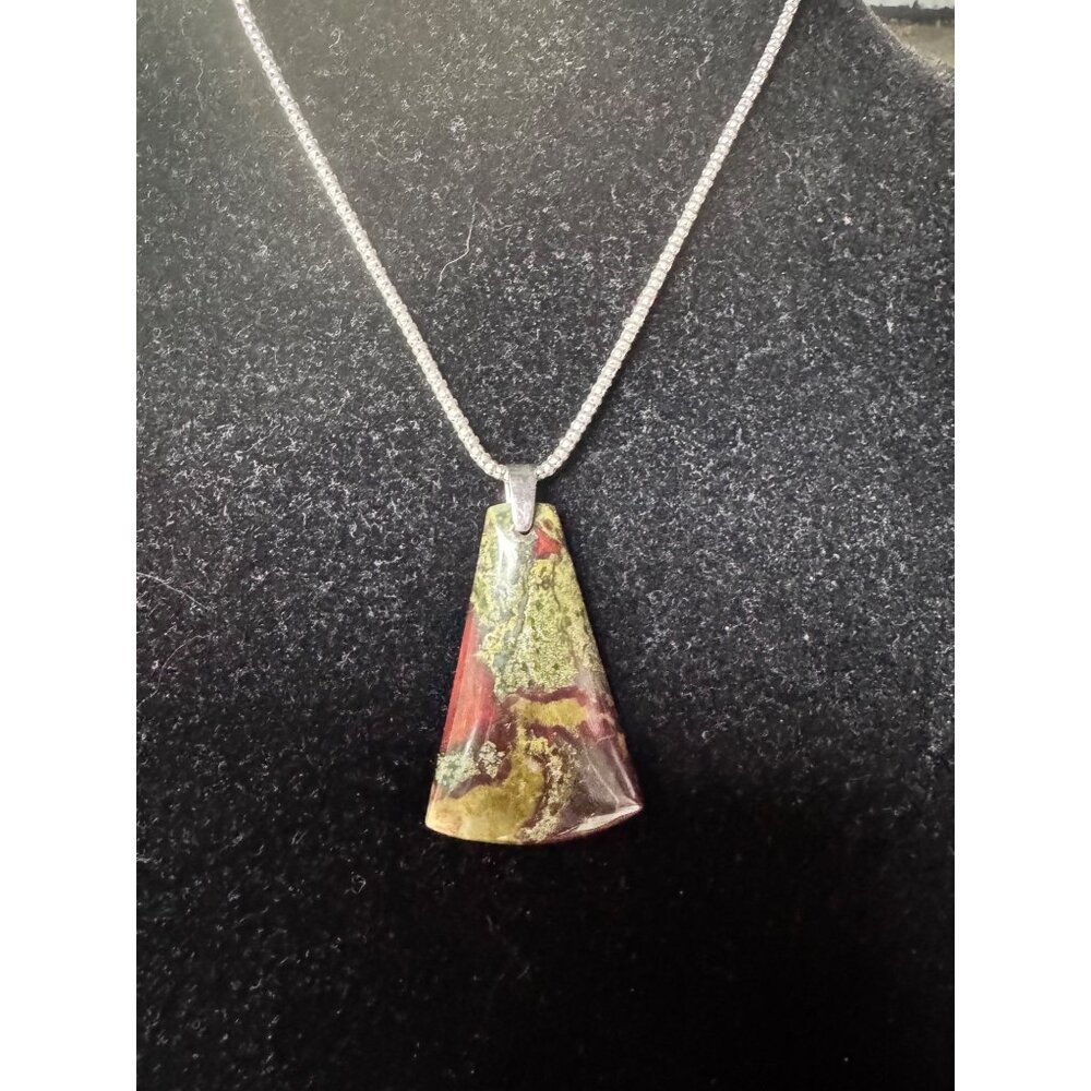 Dragon Bloodstone Pendant Necklace With Sterling Silver Chain